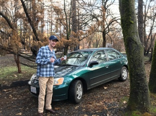 Tommy Hail bought this car a month before the Camp Fire but did not get to drive it until he got his license a month after. The car survived the blaze.
